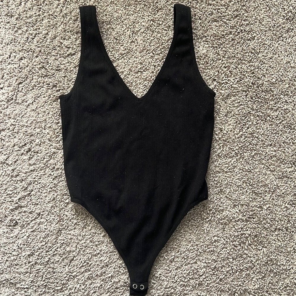 Black leotard stretchy material